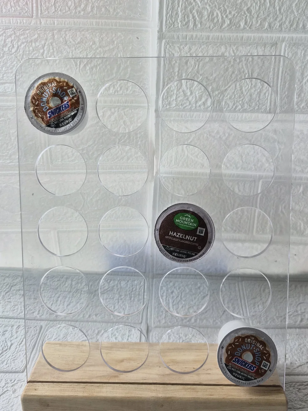 IKEA Clear Acrylic K-Cup Coffee Pod Organizer with Wood Base